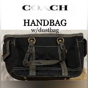 COAC H  SHOULDER HANDBAG BLACK WITH TAN DUSTBAG SIZE 15x9 *ESTATE SALE FIND*
